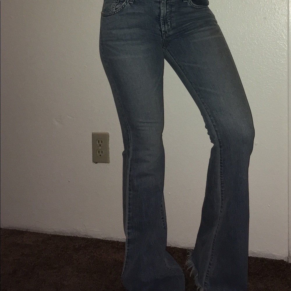 Blue Flared jeans.